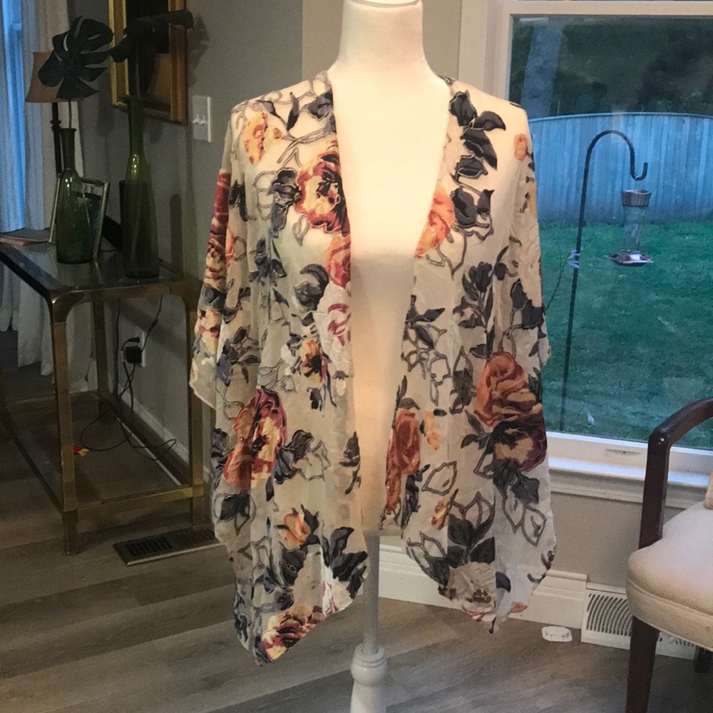 Sheer Floral Detailed Shawl